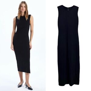 St. John Vintage Santana Knit Black Sleeveless Midi Sheath Dress | 6